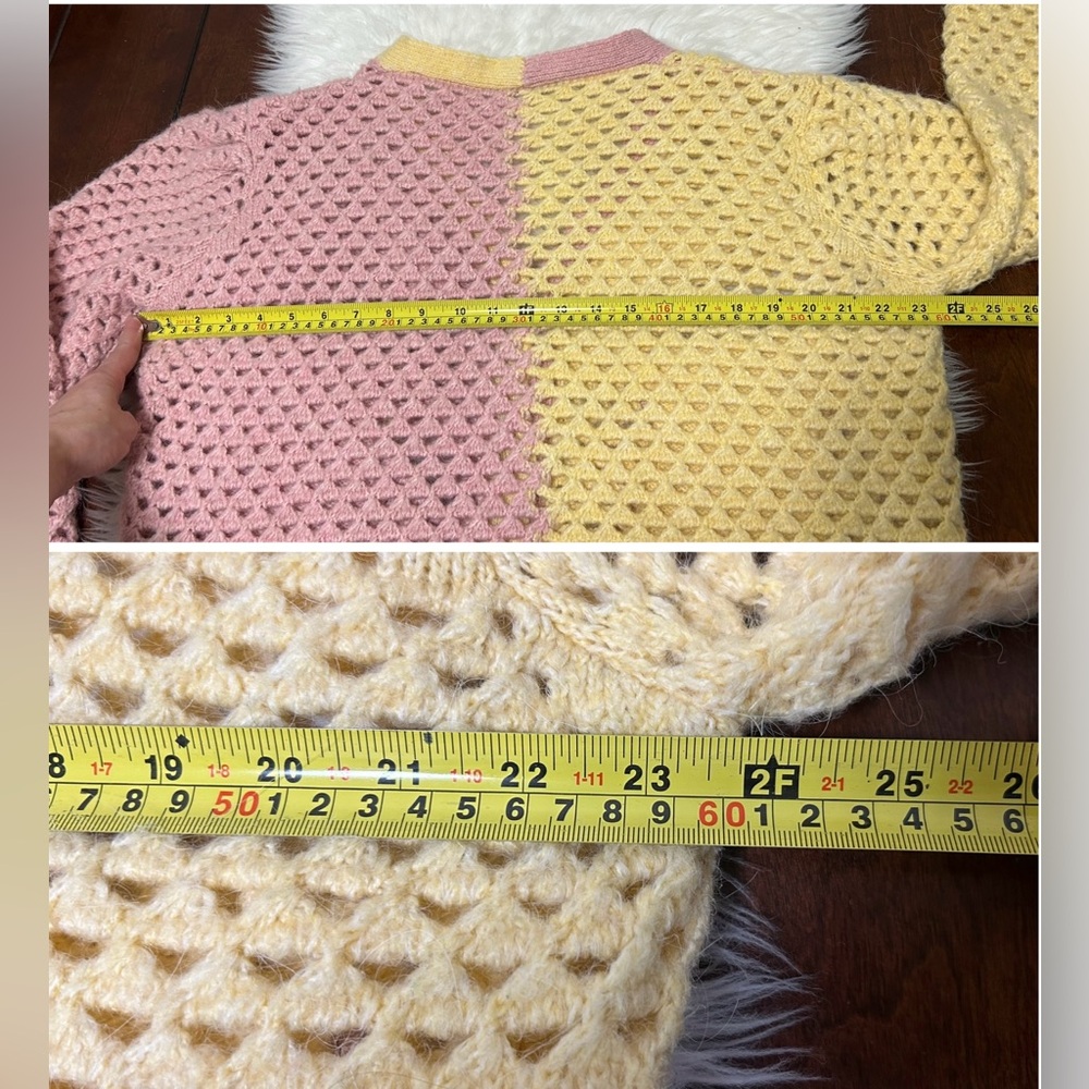 Zara Pastel Yellow and Pink Crochet Cardigan - Picture 15 of 16